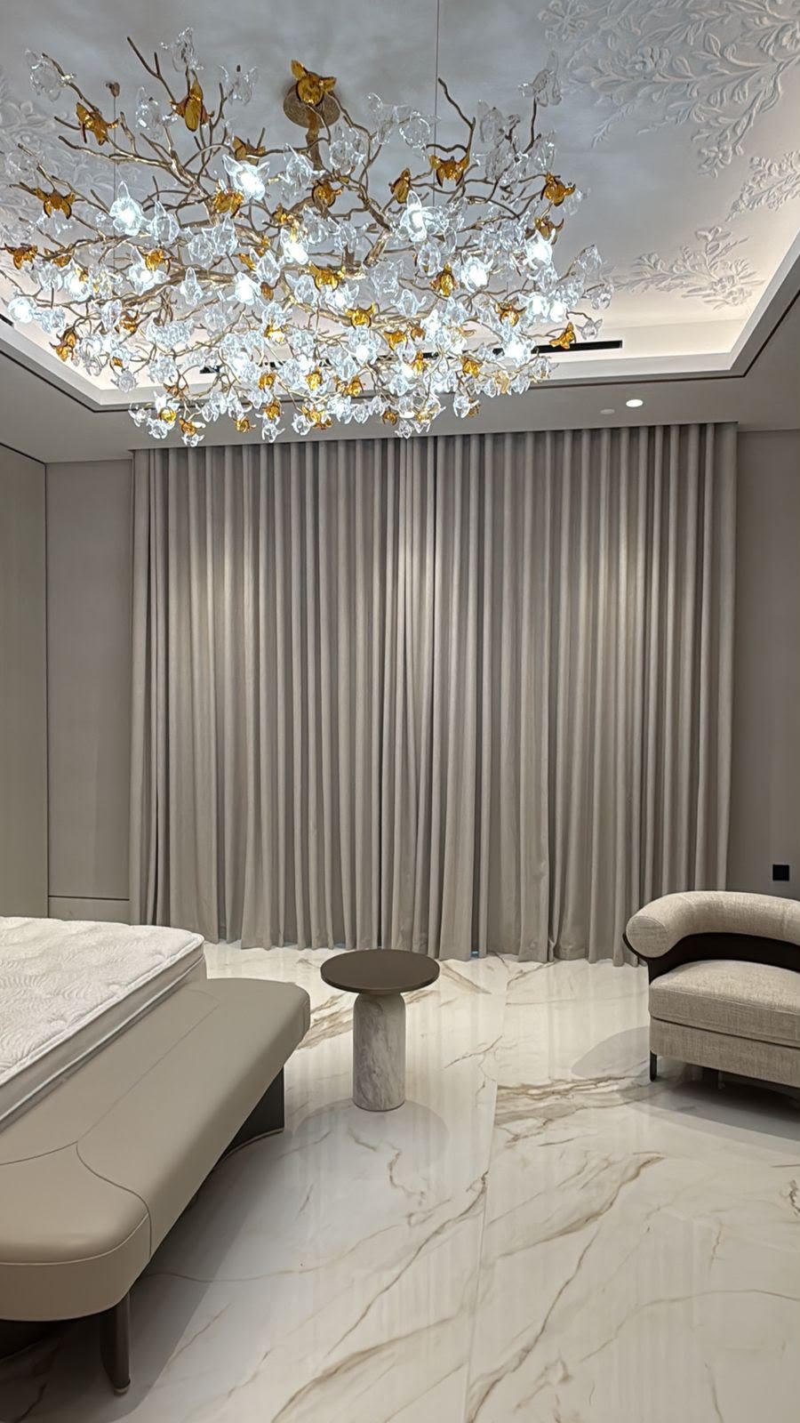 Motorized curtains living room